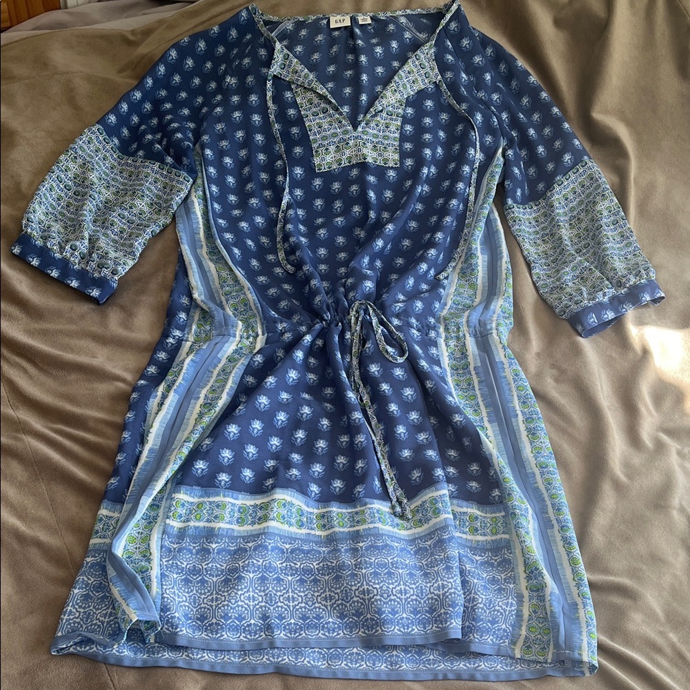 GAP Blue and Green Long Sleeve Dress